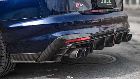 Audi S4 B9.5 2020-ON with Aftermarket Parts - Rear Diffuser & Canards V1 Style Pre-preg Carbon Fiber from Karbel Carbon