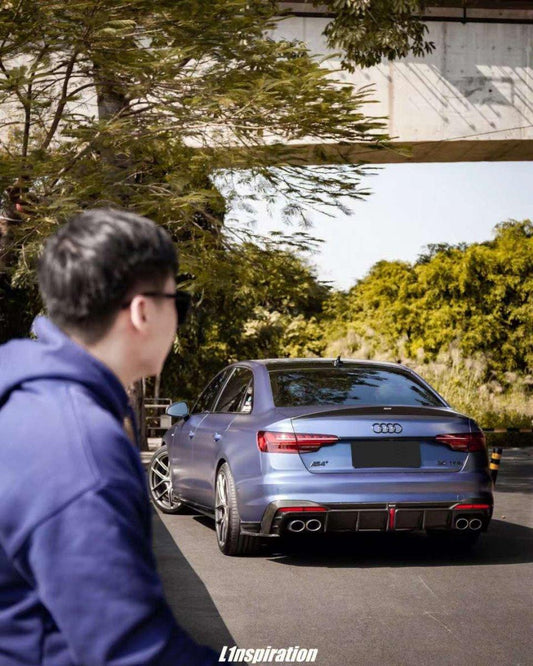 Audi S4 B9.5 2020-ON with Aftermarket Parts - Rear Diffuser & Canards V1 Style Pre-preg Carbon Fiber from Karbel Carbon