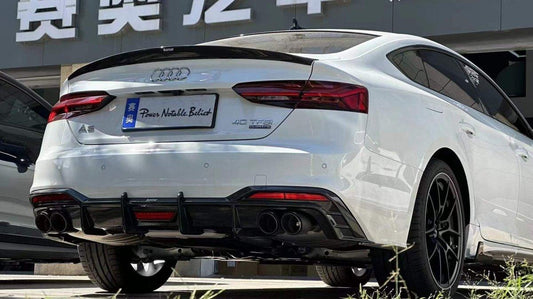 Audi S5 A5 (with s-line bumper, does not base model) B9.5 2020 2021 2022 2023 2024 with Aftermarket Parts - Rear Diffuser Pre-preg Carbon Fiber from Karbel Carbon