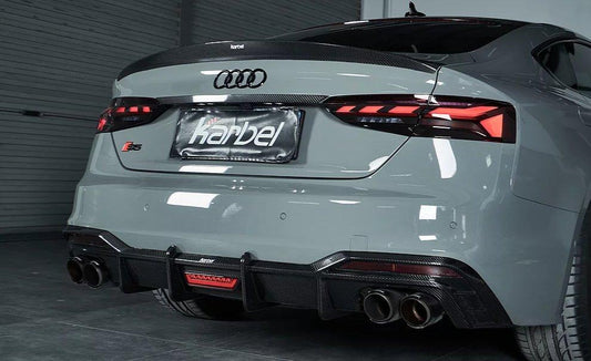 Audi S5 A5 (with s-line bumper, does not base model) B9.5 2020 2021 2022 2023 2024 with Aftermarket Parts - Rear Diffuser Pre-preg Carbon Fiber from Karbel Carbon