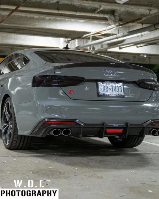 Audi S5 A5 (with s-line bumper, does not base model) B9.5 2020 2021 2022 2023 2024 with Aftermarket Parts - Rear Diffuser Pre-preg Carbon Fiber from Karbel Carbon