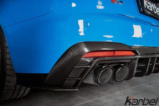 Audi S4 B9.5 2020-ON with Aftermarket Parts - V2 Style Rear Diffuser & Canards Pre-preg Carbon Fiber from Karbel Carbon