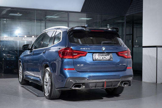 BMW X3M X3MC F97 Pre-LCI 2019-2021 & X3 G01 pre-LCI 2019 2020 2021 with Aftermarket Parts - Rear Roof Spoiler Pre-preg Carbon Fiber from Karbel Carbon