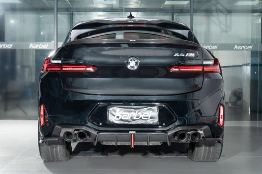BMW X4M X4MC F98 (Fits Both Pre-LCI & LCI) 2019 2020 2021 2022 2023 2024 & X4 G02 (Fits Both Pre-LCI & LCI) 2019 2020 2021 2022 2023 2024 with Aftermarket Parts - Rear Roof Spoiler Pre-preg Carbon Fiber from Karbel Carbon