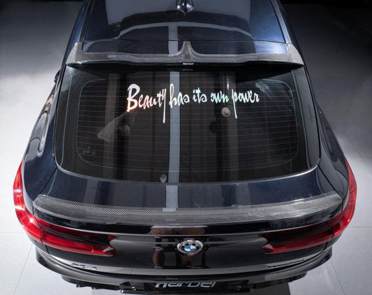 BMW X4M X4MC F98 (Fits Both Pre-LCI & LCI) 2019 2020 2021 2022 2023 2024 & X4 G02 (Fits Both Pre-LCI & LCI) 2019 2020 2021 2022 2023 2024 with Aftermarket Parts - Rear Roof Spoiler Pre-preg Carbon Fiber from Karbel Carbon