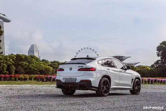 BMW X4M X4MC F98 (Fits Both Pre-LCI & LCI) 2019 2020 2021 2022 2023 2024 & X4 G02 (Fits Both Pre-LCI & LCI) 2019 2020 2021 2022 2023 2024 with Aftermarket Parts - Rear Roof Spoiler Pre-preg Carbon Fiber from Karbel Carbon