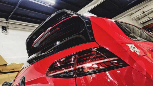 Volkswagen GTI MK7.5 2018 2019 2020 2021 with Aftermarket Parts - V2 Style Rear Roof Spoiler Pre-preg Carbon Fiber from Karbel Carbon
