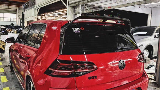 Volkswagen GTI MK7.5 2018 2019 2020 2021 with Aftermarket Parts - V2 Style Rear Roof Spoiler Pre-preg Carbon Fiber from Karbel Carbon