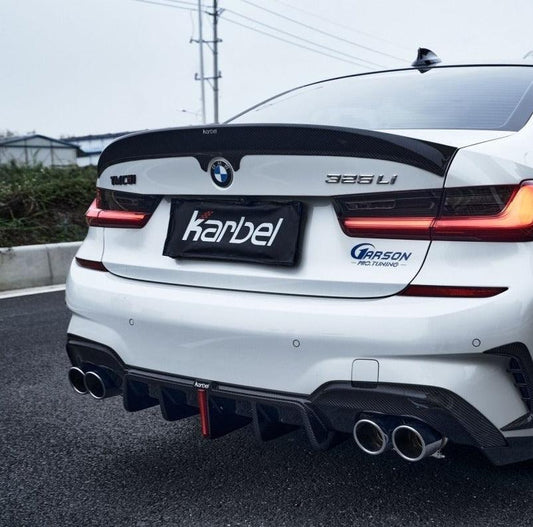 BMW M3 G80 2021-ON & 3 Series 330i M340i G20 (Fits Both Pre-LCI & LCI) 2019-ON with Aftermarket Parts - V1 Style Rear Spoiler Carbon Fiber from Karbel Carbon