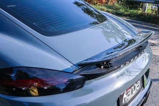 Porsche 718 Cayman / GTS 2017-ON with Aftermarket Parts - Rear Spoiler Pre-preg Carbon Fiber from Karbel Carbon