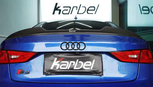 Audi RS3 S3 A3 8V/8V.5 2014 2015 2016 2017 2018 2019 2020 with Aftermarket Parts - Rear Spoiler Pre-preg Carbon Fiber from Karbel Carbon