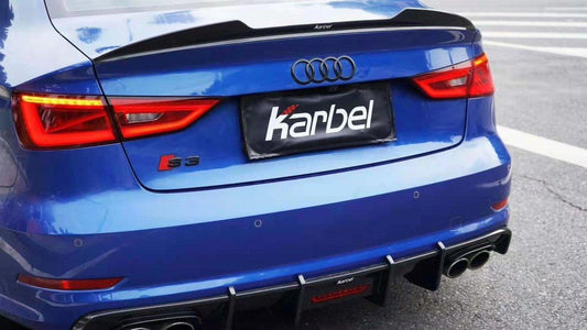 Audi RS3 S3 A3 8V/8V.5 2014 2015 2016 2017 2018 2019 2020 with Aftermarket Parts - Rear Spoiler Pre-preg Carbon Fiber from Karbel Carbon