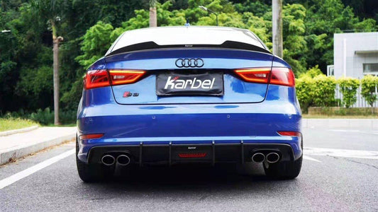 Audi RS3 S3 A3 8V/8V.5 2014 2015 2016 2017 2018 2019 2020 with Aftermarket Parts - Rear Spoiler Pre-preg Carbon Fiber from Karbel Carbon
