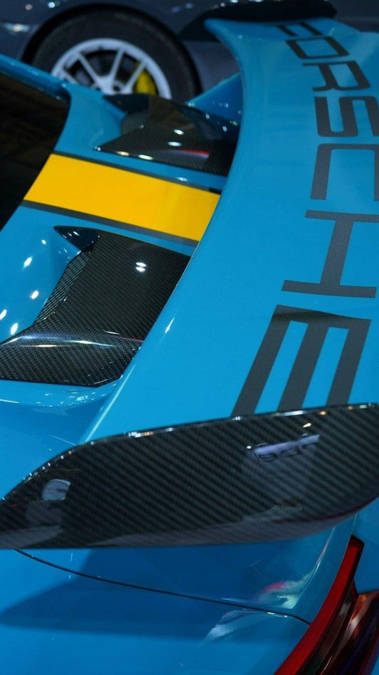 Porsche 911 991.2 GT3 2018-2019 with Aftermarket Parts - Rear Wing Side Blades Pre-preg Carbon Fiber from Karbel Carbon