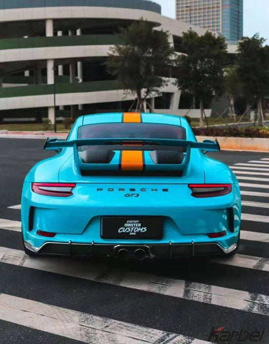 Porsche 911 991.2 GT3 2018-2019 with Aftermarket Parts - Rear Wing Side Blades Pre-preg Carbon Fiber from Karbel Carbon
