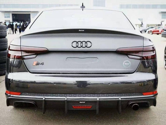 Audi S4 A4 B9 / B9.5 2017 2018 2019 2020 2021 2022 2023 2024 with Aftermarket Parts - Rear Trunk Lid Pre-preg Double-sided Carbon Fiber from Karbel Carbon