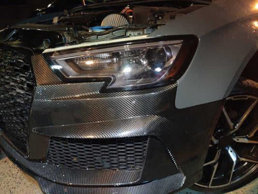 Audi S3 A3 8V.5 2017 2018 2019 2020 with Aftermarket Parts - Front Bumper Pre-preg Carbon Fiber from Karbel Carbon