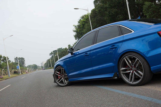 Audi RS3 S3 A3 8V.5 2017 2018 2019 2020 with Aftermarket Parts - Side Skirts Pre-preg Carbon Fiber from Karbel Carbon