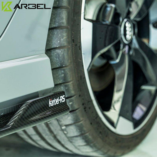 Audi RS3 8V 8V.5 2018 2019 2020 with Aftermarket Parts - Side Skirts Pre-preg Carbon Fiber from TAKD Carbon