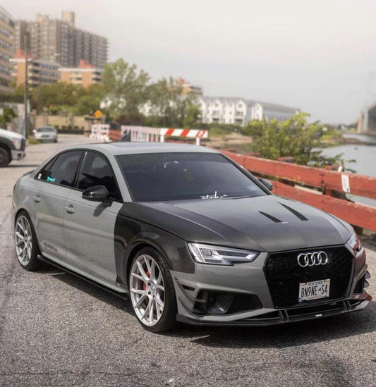 Audi S4 A4 B9 / B9.5 2017-ON with Aftermarket Parts - Side Skirts & Upper Side Skirt Trim Pre-preg Carbon Fiber from Karbel Carbon