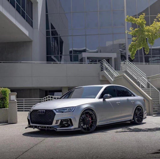 Audi S4 A4 B9 / B9.5 2017-ON with Aftermarket Parts - Side Skirts & Upper Side Skirt Trim Pre-preg Carbon Fiber from Karbel Carbon