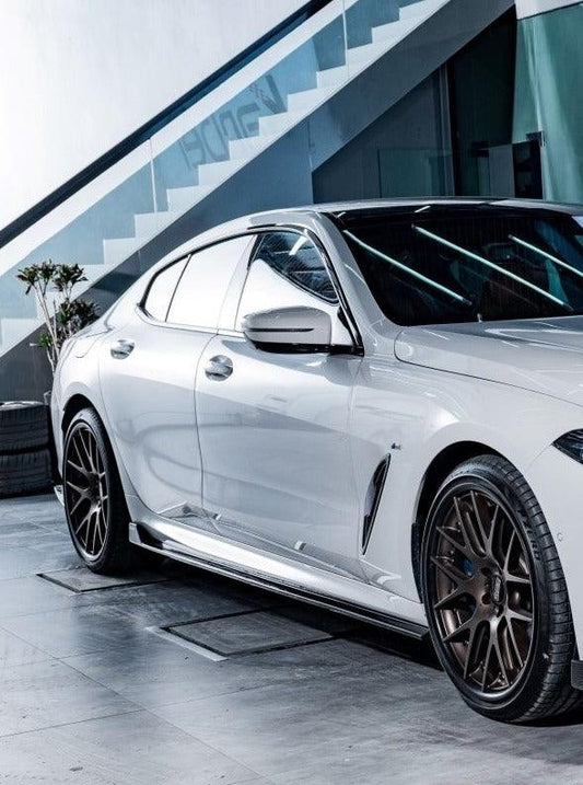 BMW 8 Series M850 840 G16 2018-ON with Aftermarket Parts - Side Skirts Pre-preg Carbon Fiber from Karbel Carbon