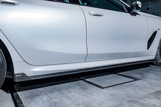 BMW 8 Series M850 840 G16 2018-ON with Aftermarket Parts - Side Skirts Pre-preg Carbon Fiber from Karbel Carbon