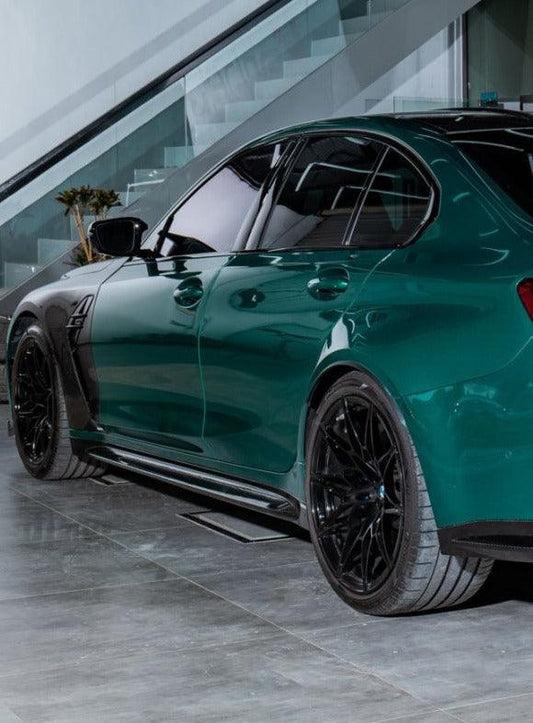BMW M3 G80 G81 2021-ON with Aftermarket Parts - Side Skirts Pre-preg Carbon Fiber from Karbel Carbon