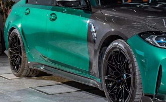 BMW M3 G80 G81 2021-ON with Aftermarket Parts - Side Skirts Pre-preg Carbon Fiber from Karbel Carbon