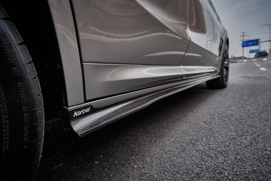 BMW X3 X3M X3MC G01 F97 (Fits Both Pre-LCI & LCI) 2019-ON & X4 X4M X4MC G02 F98 (Fits Both Pre-LCI & LCI) 2019-ON with Aftermarket Parts - Side Skirts Pre-preg Carbon Fiber from Karbel Carbon
