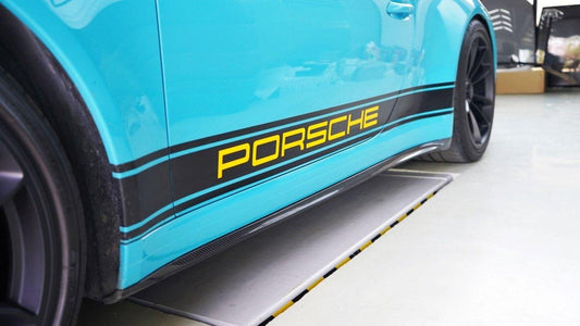 Porsche 911 991.2 GT3 2018 2019 with Aftermarket Parts - Side Skirts Pre-preg Carbon Fiber from Karbel Carbon