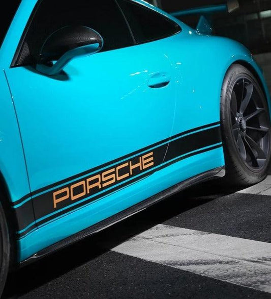 Porsche 911 991.2 GT3 2018 2019 with Aftermarket Parts - Side Skirts Pre-preg Carbon Fiber from Karbel Carbon