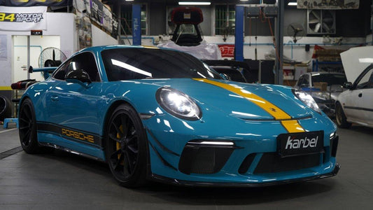 Porsche 911 991.2 GT3 2018 2019 with Aftermarket Parts - Side Skirts Pre-preg Carbon Fiber from Karbel Carbon