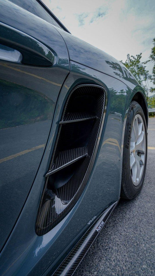 Porsche 718 Cayman / Boxster / GTS 2017-ON with Aftermarket Parts - Side Vents Pre-preg Carbon Fiber from Karbel Carbon