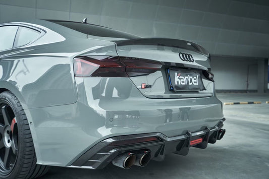 Audi RS5 S5 A5 B9.5 2020 2021 2022 2023 2024 with Aftermarket Parts - Rear Trunk Lid Pre-preg Double-sided Carbon Fiber from Karbel Carbon