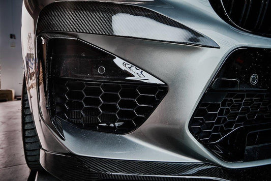 BMW X3M X3MC F97 Pre-LCI 2019 2020 2021 & X4M X4MC F98 Pre-LCI 2019 2020 2021 with Aftermarket Parts - Upper Valences Top & Side Trim Pre-preg Carbon Fiber from Karbel Carbon