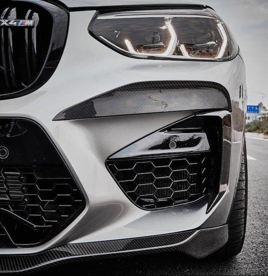 BMW X3M X3MC F97 Pre-LCI 2019 2020 2021 & X4M X4MC F98 Pre-LCI 2019 2020 2021 with Aftermarket Parts - Upper Valences Top & Side Trim Pre-preg Carbon Fiber from Karbel Carbon