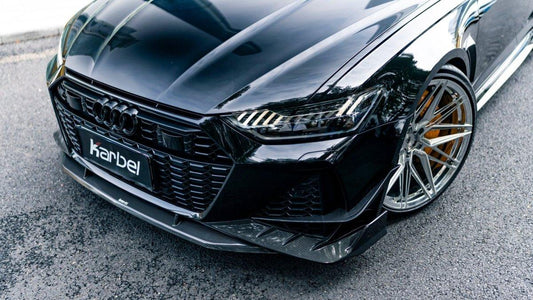 Audi RS6 C8 2020-ON & RS7 C8 2020-ON with Aftermarket Parts - Front Canards Pre-preg Carbon Fiber from Karbel Carbon