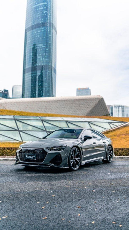 Audi RS6 C8 2020-ON & RS7 C8 2020-ON with Aftermarket Parts - Front Lip Pre-preg Carbon Fiber from Karbel Carbon