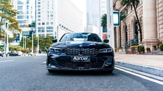 BMW 3 Series 330i (with M-package bumper, does not fit base model) M340i G20 G21 LCI 2023-ON with Aftermarket Parts - Front Lip Pre-preg Carbon Fiber from Karbel Carbon