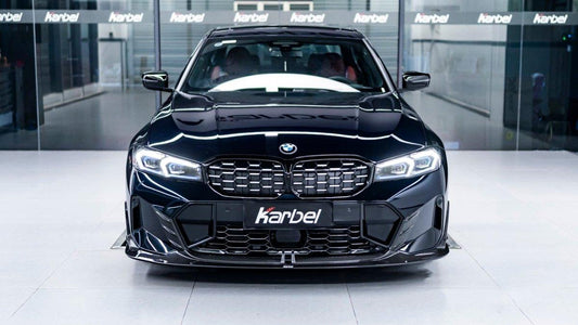 BMW 3 Series 330i (with M-package bumper, does not fit base model) M340i G20 G21 LCI 2023-ON with Aftermarket Parts - Front Lip Pre-preg Carbon Fiber from Karbel Carbon
