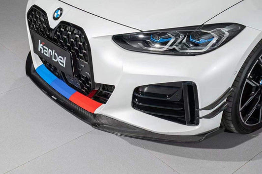 BMW I4 M50 / e Drive 40 (with M-package bumper, does not fit base model) G26 2022-ON & 4 Series Gran Coupe M440i 430i (with M-package bumper, does not fit base model) G26 2022-ON with Aftermarket Parts - Front Lip Pre-preg Carbon Fiber from Karbel Carbon