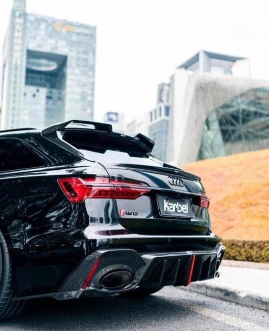 Audi RS6 C8 2020-ON with Aftermarket Parts - Rear Roof Spoiler Pre-preg Carbon Fiber from Karbel Carbon
