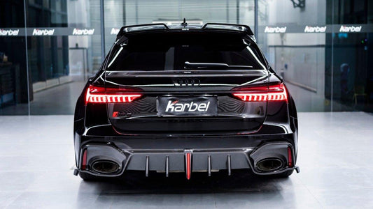 Audi RS6 C8 2020-ON with Aftermarket Parts - Rear Trunk Spoiler Pre-preg Carbon Fiber from Karbel Carbon