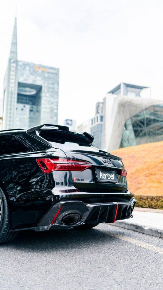 Audi RS6 C8 2020-ON with Aftermarket Parts - Rear Trunk Spoiler Pre-preg Carbon Fiber from Karbel Carbon