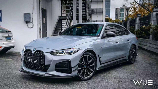 BMW I4 M50 / e Drive 40 (with M-package bumper, does not fit base model) G26 2022-ON & 4 Series Gran Coupe M440i 430i (with M-package bumper, does not fit base model) G26 2022-ON with Aftermarket Parts - Side Skirts Pre-preg Carbon Fiber from Karbel Carbon