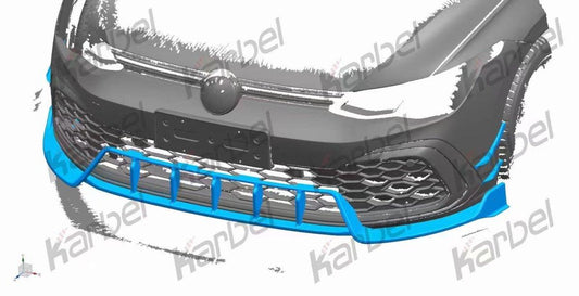 Volkswagen GTI MK8 2022-ON with Aftermarket Parts - Front Canards Pre-preg Carbon Fiber from Karbel Carbon