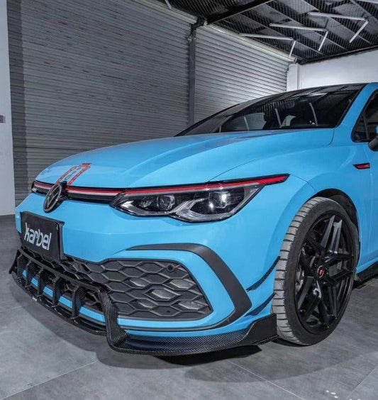 Volkswagen GTI MK8 2022-ON with Aftermarket Parts - Front Canards Pre-preg Carbon Fiber from Karbel Carbon