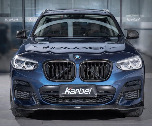 BMW X3 (with M-package bumper) G01 Pre-LCI 2019-2021 & X4 (with M-package bumper) G02 Pre-LCI 2019 2020 2021 with Aftermarket Parts - Front Lip Pre-preg Carbon Fiber from Karbel Carbon