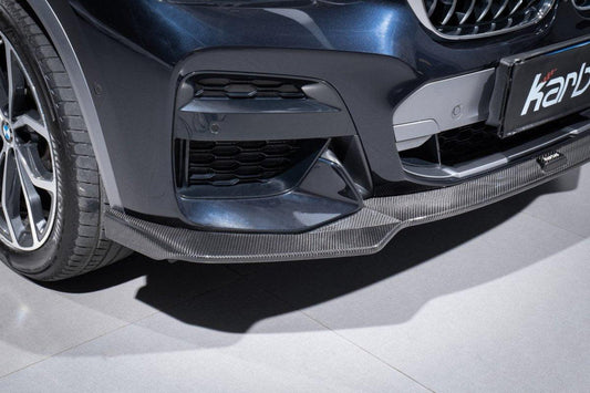 BMW X3 (with M-package bumper) G01 Pre-LCI 2019-2021 & X4 (with M-package bumper) G02 Pre-LCI 2019 2020 2021 with Aftermarket Parts - Front Lip Pre-preg Carbon Fiber from Karbel Carbon